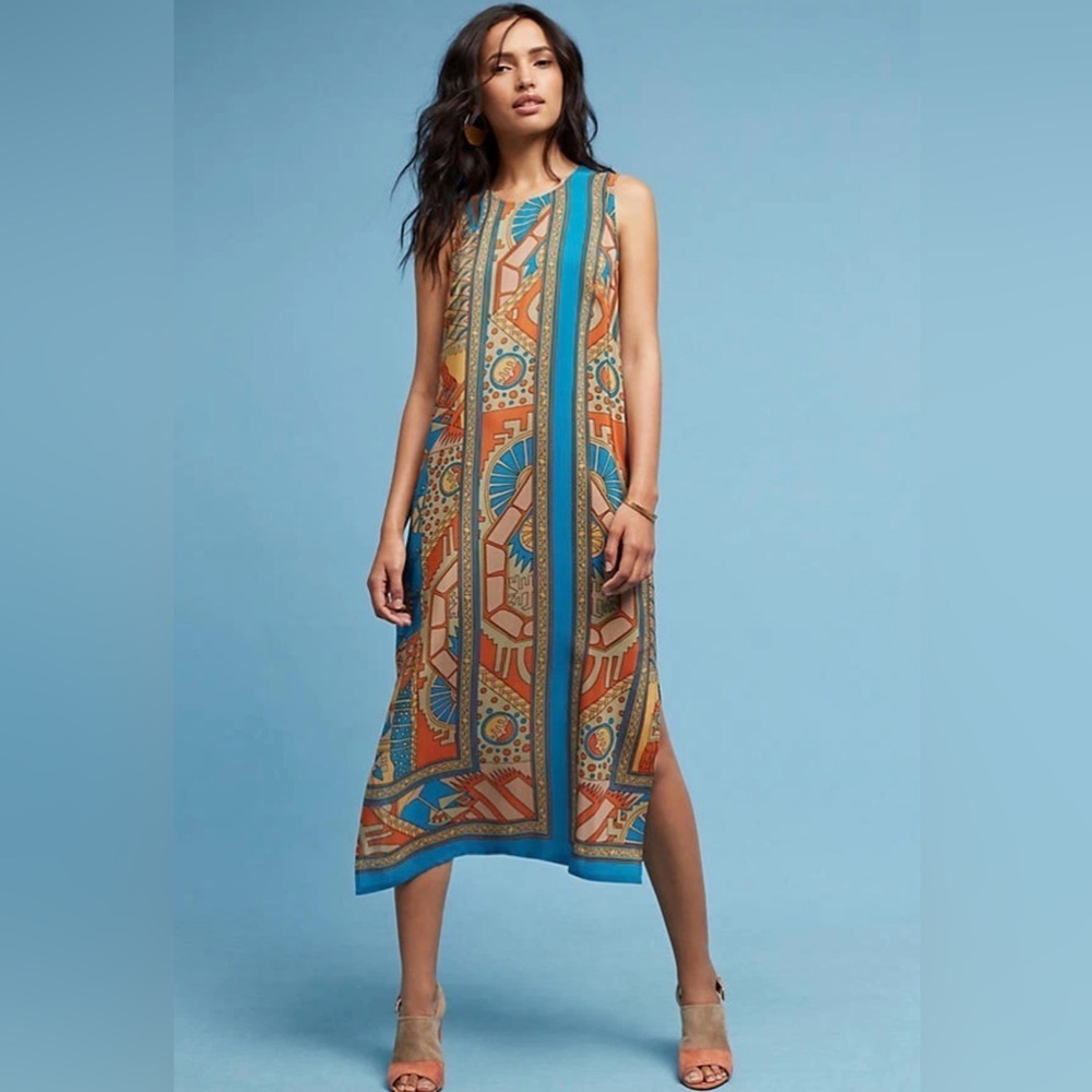 ANTHROPOLOGIE AKEMI + KIN Tanvi 100% Silk Column Dress Sz 4